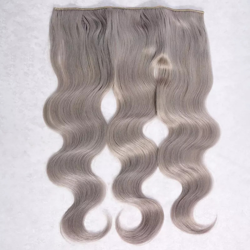 Customized Best Quality Wave Grey Halo Virgin Remy Hair Extensions Clip In Extension